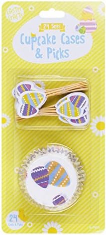 Easter Cupcake Cases and Picks - 48 Pack (White)