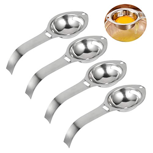 falllea 4 Piezas de Separador de Huevos Separador de Yemas de Huevos Separador de Clara de Huevo de Acero Inoxidable Accesorio de Cocina para Separar Huevos