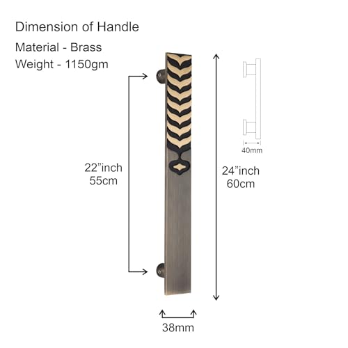 Image of COMPASS 24 inch Brass Main Door Handle | Door Handles for Main Door | Pull Handles for All The Doors of House | Office | Hotels | PH-RDO (Pack of 1, Antique Finish)
