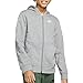 Nike Boy's NSW Club Full Zip Hoodie, Carbon Heather/Smoke Grey/White, Large