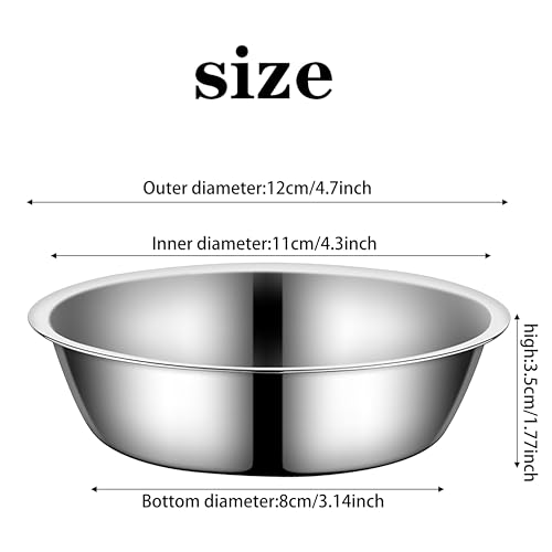 Zayin Stainless Steel Pet Bowls Suit Cat or Small Dog Premium Stainless Steel Water and Food Bowls,Replacement Metal Bowls for Pet Feeding Station,Set of 2 Bowls (12cm/4.7inch)