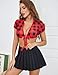 Avidlove Sexy Tops for Women Tie Front Shirt Plaid Crop Top Short Sleeve V Neck Cosplay Lingerie Outfits