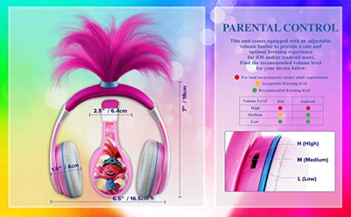 Ekids Trolls World Tour Poppy Kids Headphones, Glow In The Dark, Stereo Sound, 3.5Mm Jack, Wired Headphones For Kids, Tangle-Free, Volume Control, Childrens Headphones Over Ear For Travel (140) #TOP4