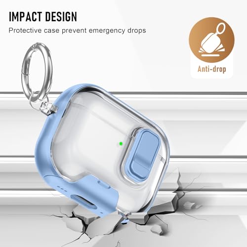 Image of Compatible Airpods Pro 3 Case (2025) with Phone Stand & Cleaner Kit,Print Soft Silicone Lock Clip Apple AirPods Pro 3rd Generation Case, Airpod Pro 3 Cover with Keychain for Women /Girls,Light Blue