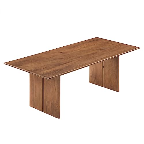 Image of Modway Amistad 86 inch Solid Wood Modern Farmhouse Rectangular Dining Table in Walnut