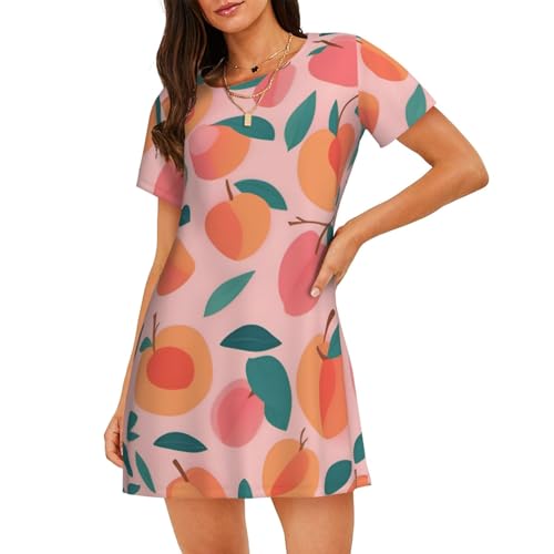 Robe de nuit légère motif pêche pour femme : le confort absolu en coton doux et respirant