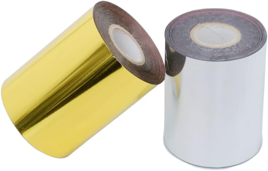 ZONEPACK Hot foil Stamping Paper Leather Fabric PU Glitter Decorative Artificial Metal Leather for Sewing Material Leather Skin Gold and Sliver (8CM)