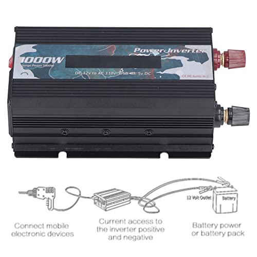 Inversor de onda senoidal pura DC 12V para AC 110V 3000W Conversor de bateria multifuncional de liga