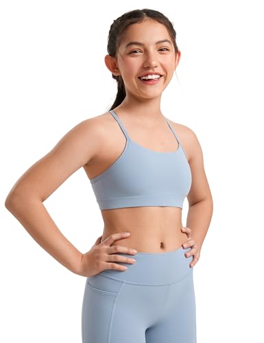 Image of CRZ YOGA Girls Butterluxe Y Back Sports Bra | Light Support, Removable Pads, Yoga, Athletic, Extremely Soft, Scoop Neck, Spaghetti Straps, for Teen