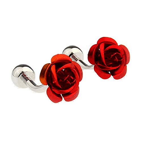 Par de Mancuernillas Flores Rosas Rojas con Caja de Regalo miniatura 1