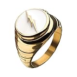 DC Comics Superheroes Men's Stainless Steel Logo Ring Jewelry - NYCC 2019 Exclusive (The Flash Ring - Comic Style, 8)