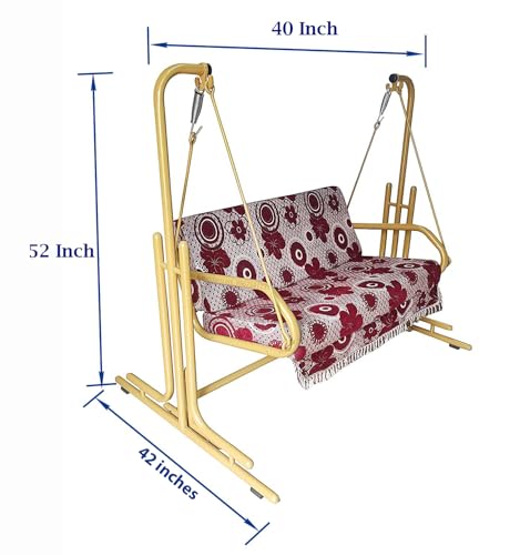 Image of s k modern art Swing with Stand | Jhula for Adults with Cushion for Home /Patio (Single Seater, Golden)