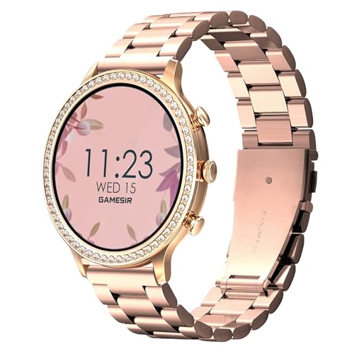 GameSir GenDiva Smartwatch for Women with Bluetooth Calling, 1.69” AMOLED Display, 100+ Sports Modes, Health & Sleep Monitor, Voice Assistant, IP68 Waterproof, Long Battery Life, (Rosegold)
