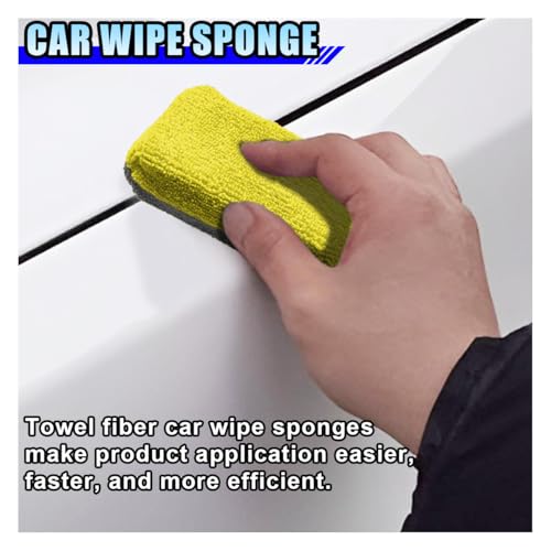 Image of 12PCS Ceramic Coating Applicator Sponge, 4.13'' x 1.84'' Microfiber Car Detailing Applicator Pads, Rectangular Car Foam Cleaning Pad, Auto Polishing Pad for Wax, Paint, Sealant (Yellow)