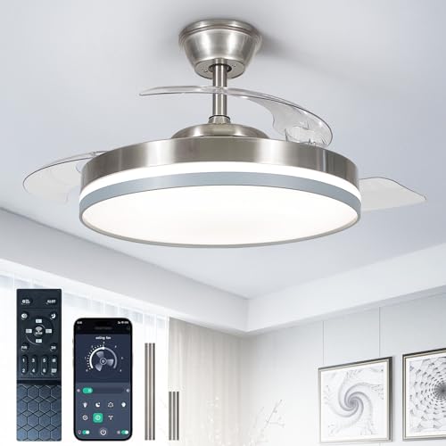 Depuley 42" versenkbarer Deckenventilator: Leise, intelligente Deckenventilatoren mit Beleuchtung und Fernbedienung - Di...