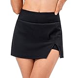 Falda corta de tenis para mujer, falda corta de golf, dobladillo dividido, faldas de tubo para entrenamiento, deportes, atletismo, Negro -, 6