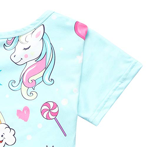 Toddler Girls Pajamas Nightie Size 4 5 Cute Unicorn Green Summer Night Gown Sleep Shirt (Geen Unicorn, 4-5 Years) #TOP4