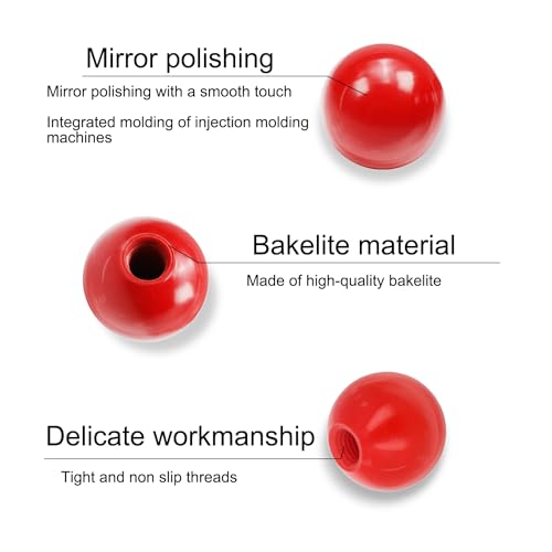 Image of Othmro 3pcs Thermoset Ball Knob M12 Female Thread Machine Handle 1-5 /8 inch Diameter Smooth Rim