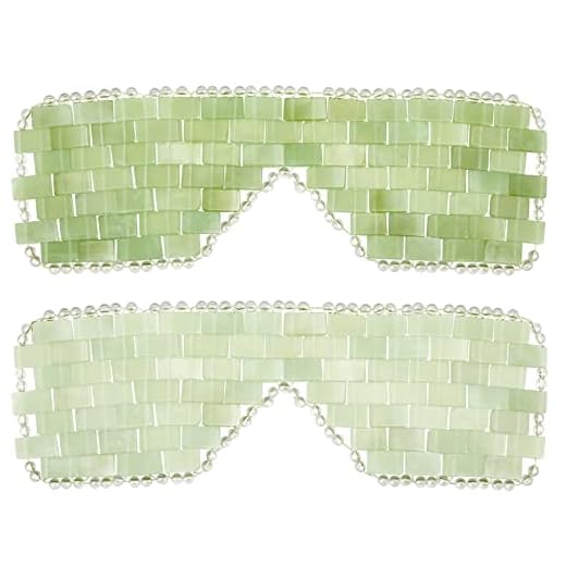 2 Pcs Jade Eye Mask Green Jade Stone Eye Mask Facial Cooling Mask for Alleviate Puffiness Face Massage Relax Eyes Relieve Migraine Meditation Beauty