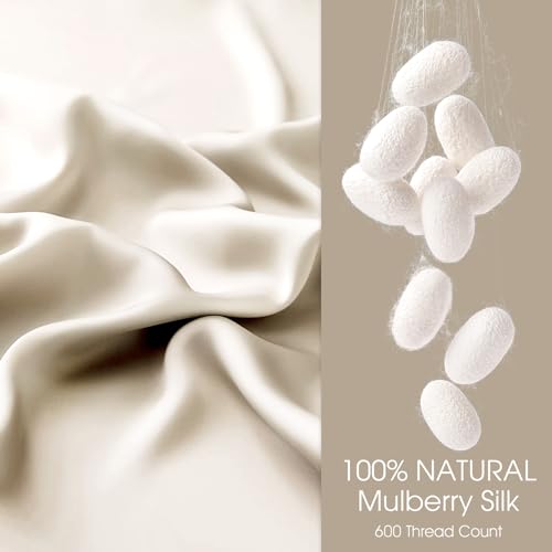 Image of 100% Silk Pillowcase for Hair and Skin Toddler Size 2 Pack Mulberry Silk Pillow Case 13 x 18 Inches Highest 6A Silk Kids /Travel Pillow Cover Soft Breathable Cooling with Hidden Zipper, Beige