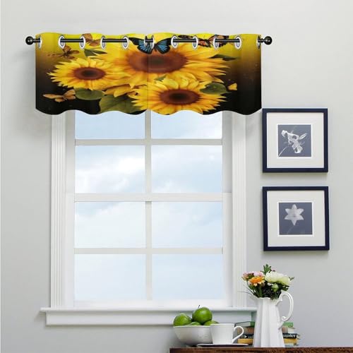 Cortinas opacas cortas de 52 x 18.1 pulgadas con bolsillo para ventana de cocina moderna 5