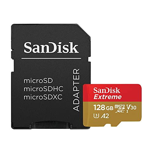 SanDisk Extreme microSDXC UHS-I Speicherkarte 128 GB + Adapter & Rescue Pro Deluxe (Für Smartphones, Actionkameras und Drohnen, A2, C10, V30, U3, 160 MB/s Übertragung)