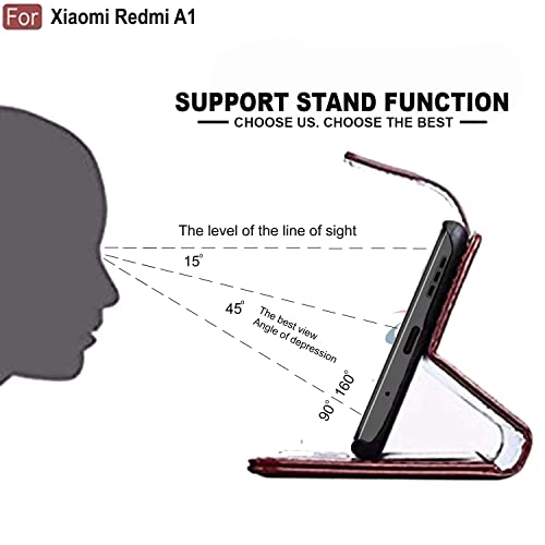 Image of CEDO Flip Cover for Redmi A1 / Redmi A2 (4G) | Leather Finish | Inside Pockets & Inbuilt Stand | Shockproof Wallet Style Magnetic Closure Back Case Flipcover (Brown)
