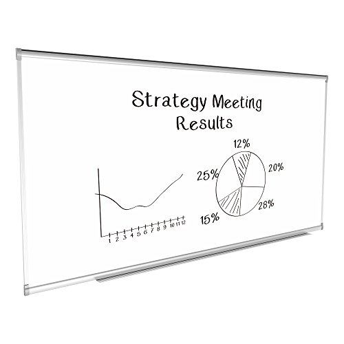 Learniture Porcelain Steel Magnetic Dry Erase Board/Whiteboard W/Aluminum Frame & Map Rail (8' W X4' L) #TOP2
