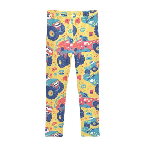 KLL Hand Drawn Truck Car Pattern Toddler Girls Basic Leggings Stretchy Full Length Athleisure Pants Gym2