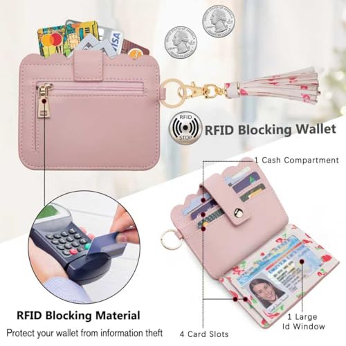 Image of Wristlet Wallet for Women with Keychain - RFID Card Holder Small Wallet Wristlet with Key Ring