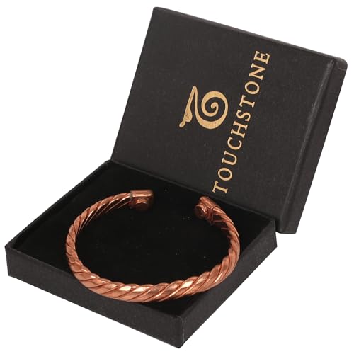 Image of Touchstone Copper magnetic bracelet Tibetan style. Hand forged with solid and high gauge pure copper. Twisted rope look.