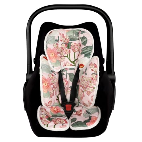 Image of TANOFAR Infant Car Seat Head Support, Soft Baby Carseat Head & Body Support, Flower Baby Car Seat Insert Cushion for Newborn Boys
