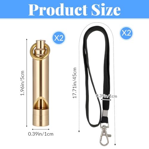 2 PCS Brass Whistle Emergency, 125 Db Loud Emergency Whistle Portable Survival Whistles with Lanyards for Pet Training Hiking Camping Coaching Outdoor Safety Accessories – Bild 3