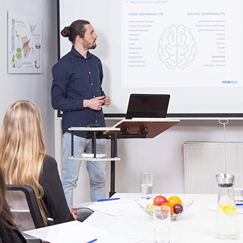 Relaxdays Mesa para Portátil XL, Altura Ajustable, MDF y Acero, 100x77x40 cm, 4 Ruedas y Tacos Antideslizantes, Crema - imagen 2