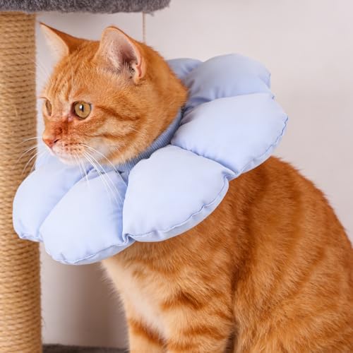 Collier élisabéthain doux bleu M, cône de protection chat et chien - 7