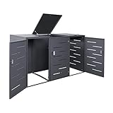 Mendler 3er-Mülltonnenverkleidung HWC-E83, Mülltonnenbox Mülltonnenabdeckung, erweiterbar 108x61x76cm - anthrazit, Stahl 75kg