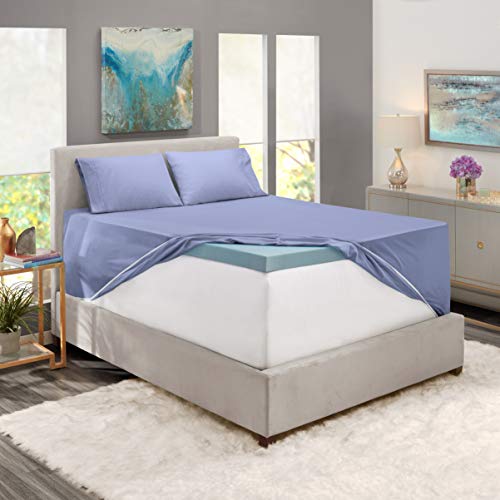 Image of Hearth & Harbor Extra Deep Pocket Queen Sheets Sets - Fits Mattress 18-24 Inches Deep - Extra Deep Pocket Sheets - 6 Piece Queen Size - Steel Blue