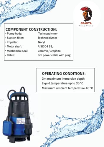 Image of Sparta SQDP-750-40F, 1.0 HP Sumbersible Raw Water Pump| Pure Copper Motor| 8mm Solid Handing Capacity Suitable for clearing Dirty Water | Automatic Operation |
