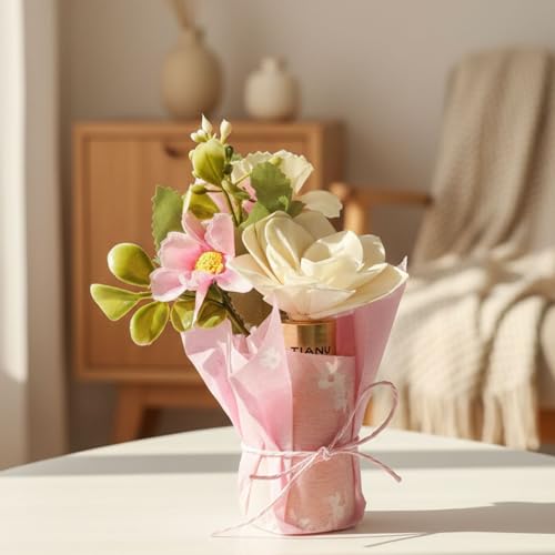 Image of Jasmine Aura Flower Diffuser with Artificial Flower Bouquet | Long Lasting Home Fragrance | Decorative Flowers for Living Room, Bedroom & Office | Premium Gift for Housewarming & Occasions