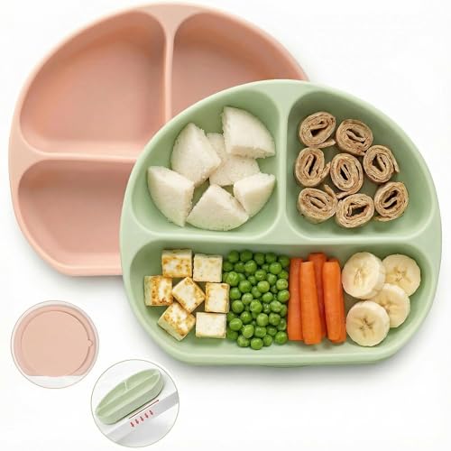 Image of a baby cherry - Suction Plates for Baby & Toddler | Silicone Plates for Babies | BPA Free | Divided Plate for Kids Self Feeding 6~24 Months Set of 2
