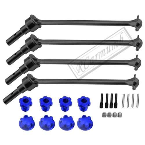 Rcarmumb RC Driveshafts CVD Axles Upgrades Part for E-Revo 2.0 VXL 86086-4 1/10 RC Car，Steel #45 Front Rear 4PCS Drive Shafts with Wheel Hex Hub Hops Up,Navy Blue