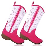 Soulchen 2 Pcs Pink Cowboy Boot Stocking 20 Inches Christmas Western Stocking Cowgirl Hanging Decor for Christmas Stuffers
