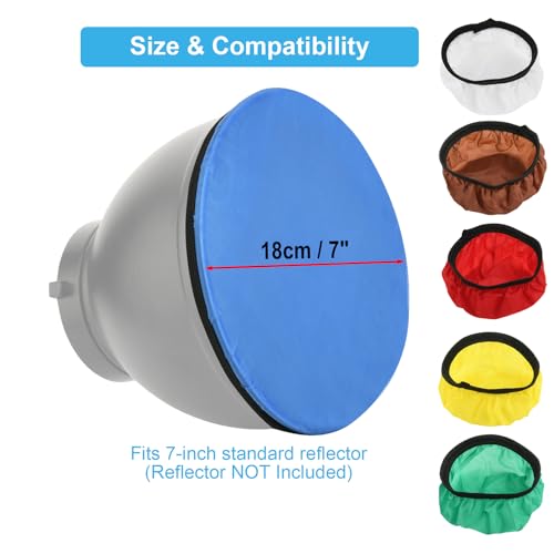 Cosmos 6-Pack 7" Soft Cloth Diffuser Light Cover for Photography & Video Studio Strobe Flash (6 Colors)