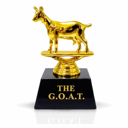 Vaulted Skulls & Co Goat Trophy 3 Inches | Greatest of All Time Trophy (G.O.A.T) Small | Mini G.O.A.T Trophy | Sports Team Trophies | Funny Office Trophy | Gold/Black | 3