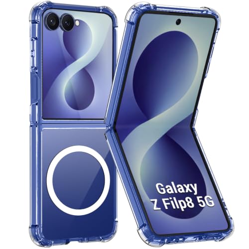 Image of TheGiftKart Crystal Clear Back Cover Case for Samsung Galaxy Z Flip 8 5G Compatible with MagSafe | Shock Proof 360 Protection | Hard Back Cover Case for Samsung Z Flip8 (PC & TPU, Transparent Bumper)