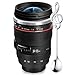 Camera Lens Coffee Mug,Comes with a Musical Note Spoon,Updated Version Sealed Lids,Insulated Stainless Steel Travel Thermos,Photographer Filmmaker Cup,Novelty Gifts Ideal for All Ages,by Triumphic