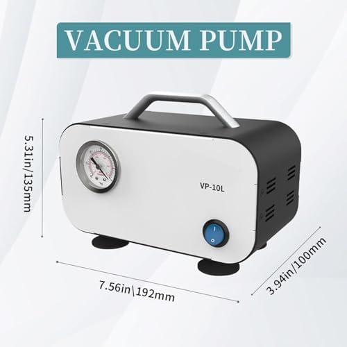 Portable Diaphragm Vacuum Pump,Lab Oil Free Vacuum Pump Pressure Pump w/10 L/min Flow Rate,for Filtration Distillation Laboratory Work