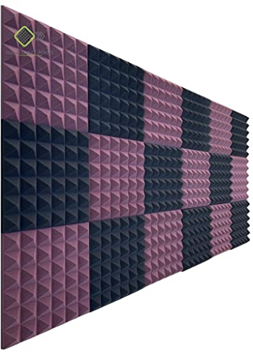 Image of YGM Acoustic Foams Pyramid Acoustic Panels 1 Footx1 Footx2inch Thick, 50 Density Acoustical Sound Proof Foam for Room, Studio, Echo Reduction & Noise Absorption (Black & Coffee Brown, Set of 12)