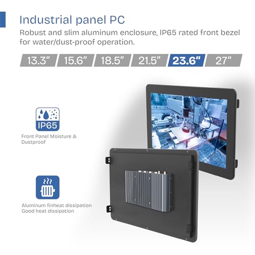 Image of 23.6 inch Fanless Industrial Panel PC,16:9 Embedded 10 Point Touch PC,Windows 11 IP65 All-in-One Computer,Auto Power-on,for Factory,Automation,Kiosk,Business (I7-10710U, 8G RAM 1TB SSD)