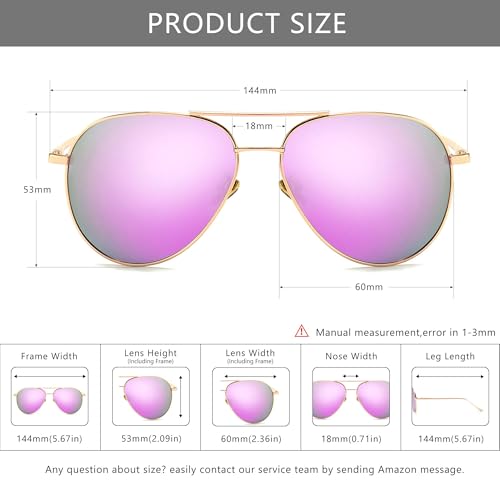 Image of SUNGAIT Women's Lightweight Oversized Aviator Sunglasses